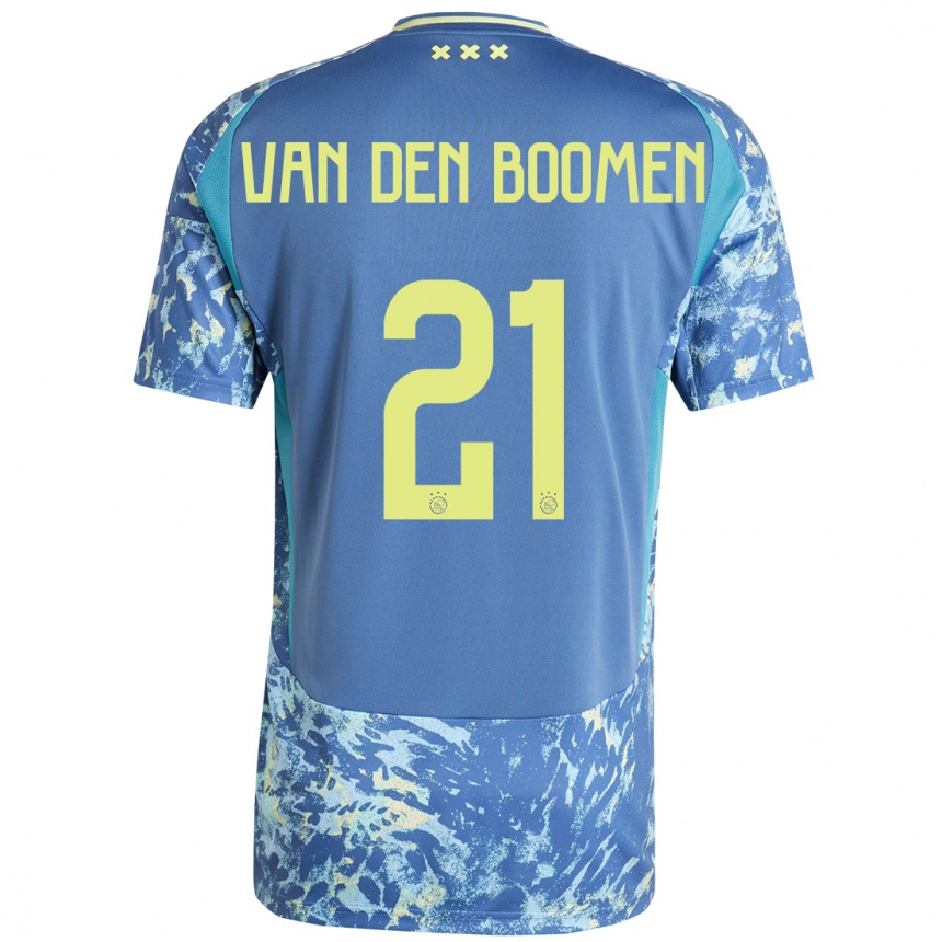 Kids Football Branco Van Den Boomen #21 Grey Blue Yellow Away Jersey 2024/25 T-Shirt Nz