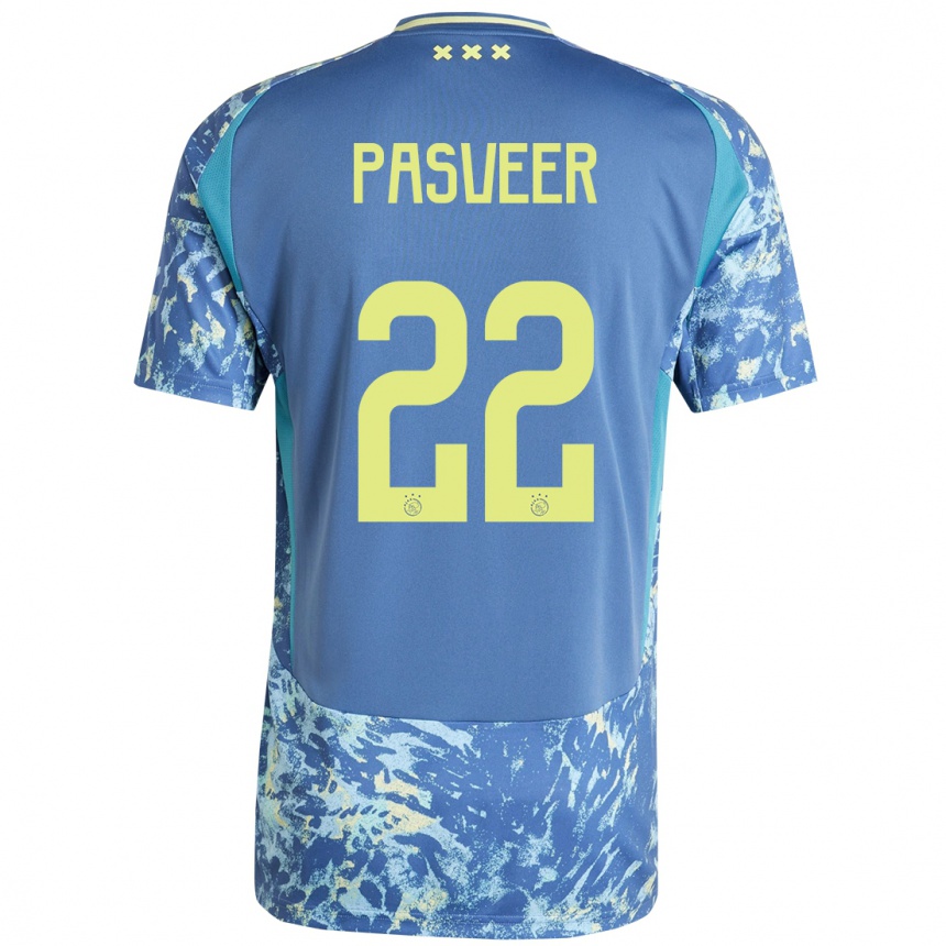 Kids Football Remko Pasveer #22 Grey Blue Yellow Away Jersey 2024/25 T-Shirt Nz