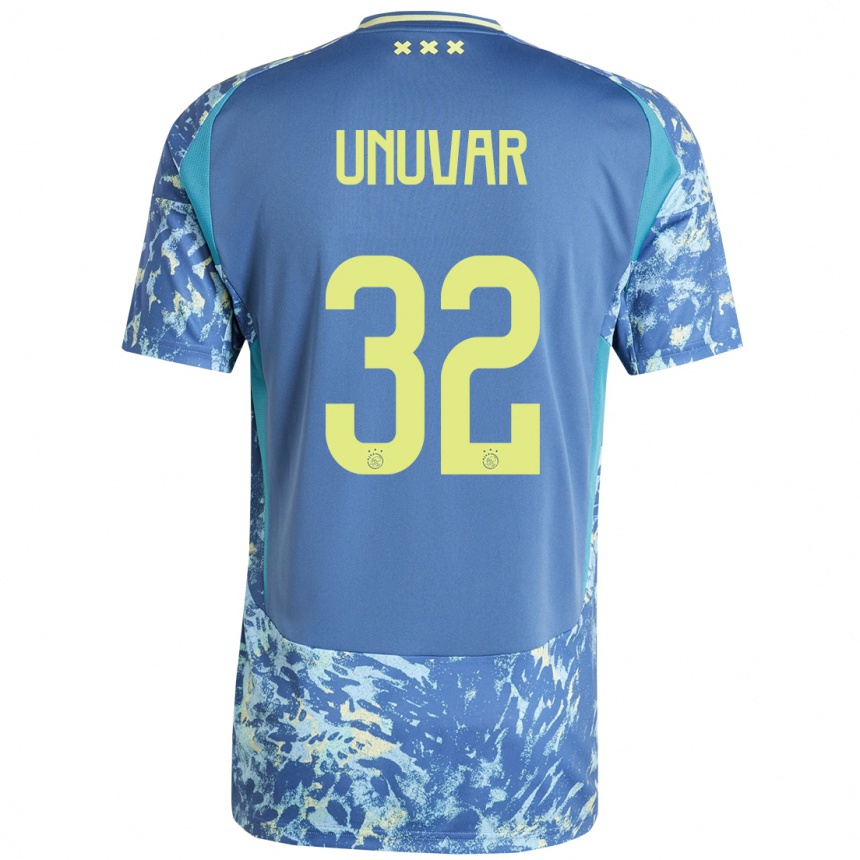 Kids Football Naci Ünüvar #32 Grey Blue Yellow Away Jersey 2024/25 T-Shirt Nz