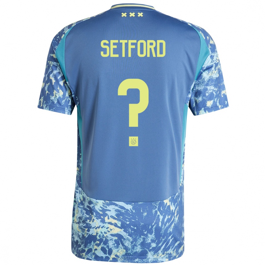 Kids Football Charlie Setford #0 Grey Blue Yellow Away Jersey 2024/25 T-Shirt Nz