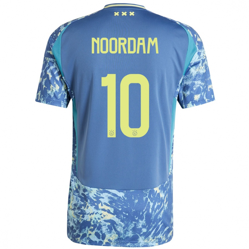 Kids Football Nadine Noordam #10 Grey Blue Yellow Away Jersey 2024/25 T-Shirt Nz