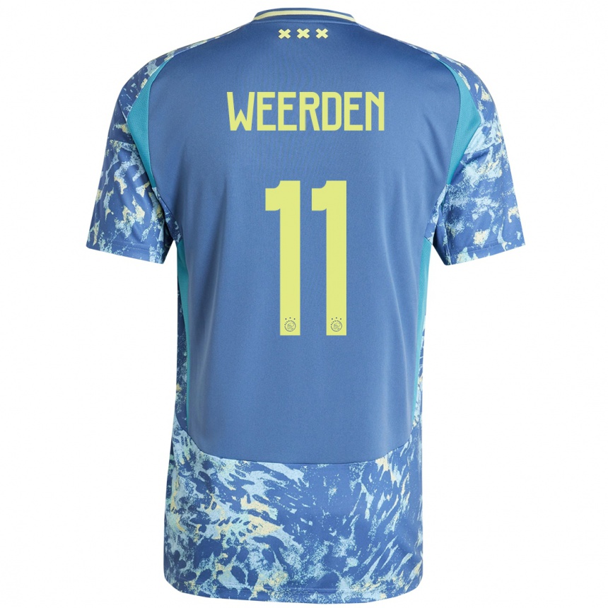 Kids Football Ashleigh Weerden #11 Grey Blue Yellow Away Jersey 2024/25 T-Shirt Nz