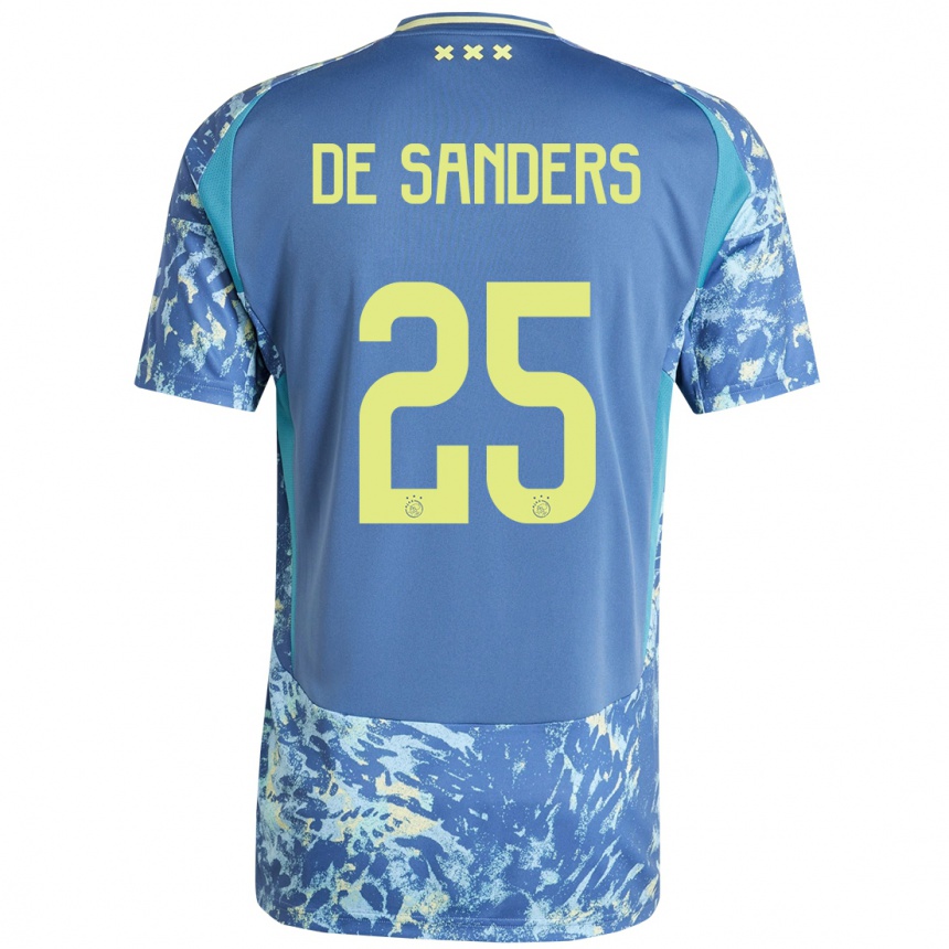 Kids Football Kay-Lee De Sanders #25 Grey Blue Yellow Away Jersey 2024/25 T-Shirt Nz