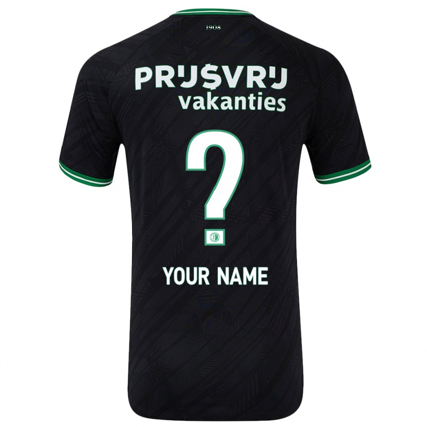 Kids Football Your Name #0 Black Green Away Jersey 2024/25 T-Shirt Nz