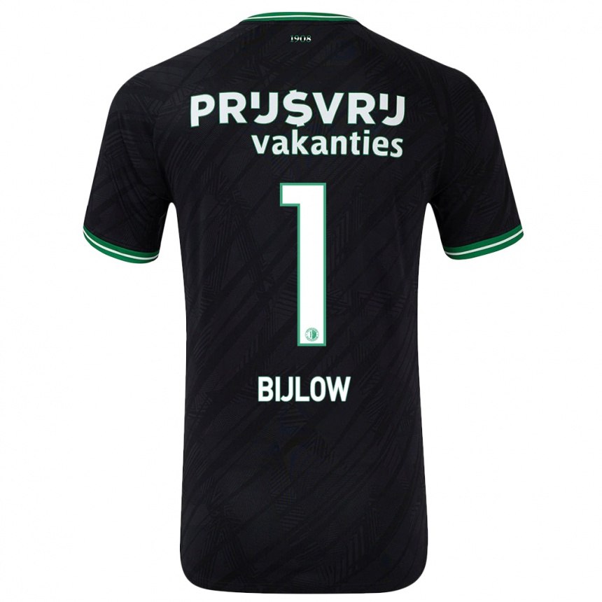 Kids Football Justin Bijlow #1 Black Green Away Jersey 2024/25 T-Shirt Nz