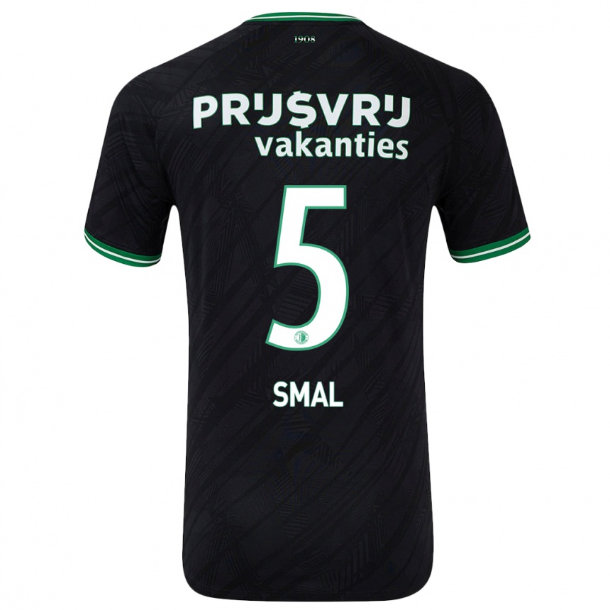 Kids Football Gijs Smal #5 Black Green Away Jersey 2024/25 T-Shirt Nz