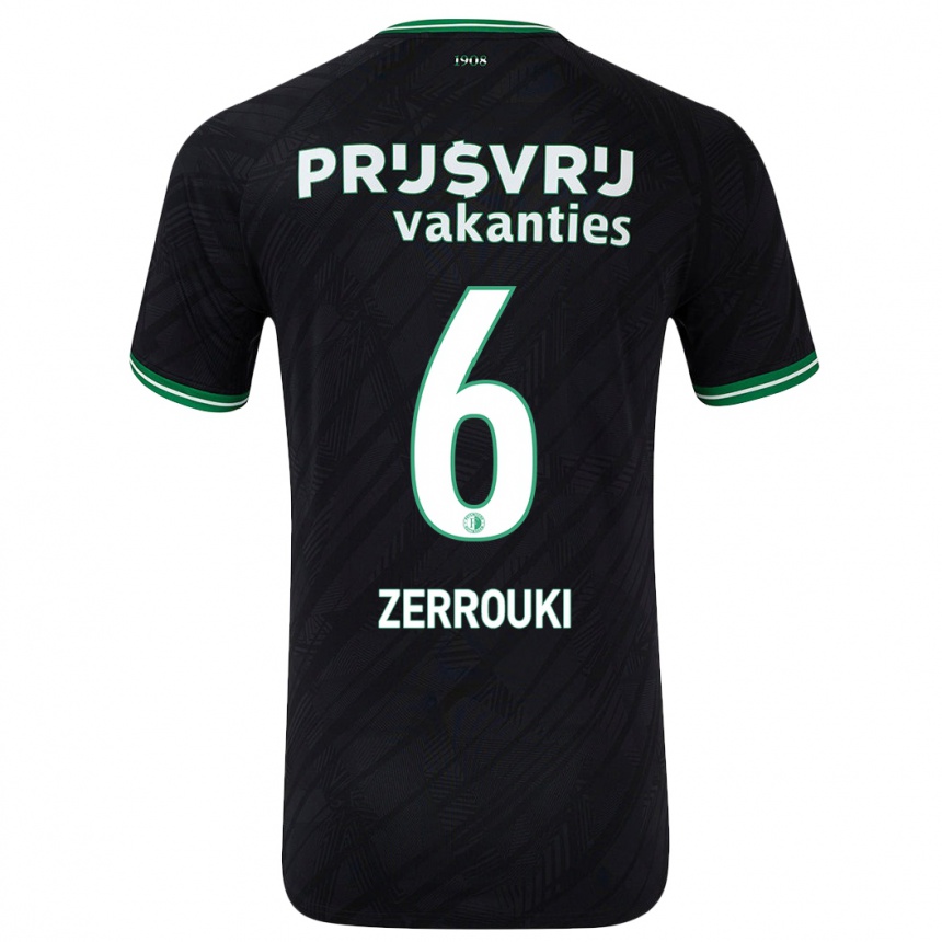 Kids Football Ramiz Zerrouki #6 Black Green Away Jersey 2024/25 T-Shirt Nz