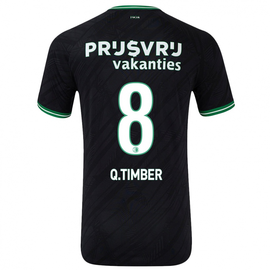 Kids Football Quinten Timber #8 Black Green Away Jersey 2024/25 T-Shirt Nz