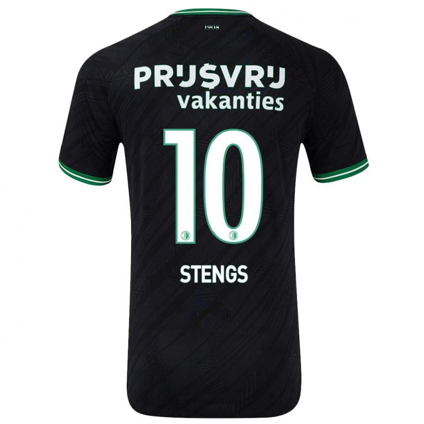 Kids Football Calvin Stengs #10 Black Green Away Jersey 2024/25 T-Shirt Nz