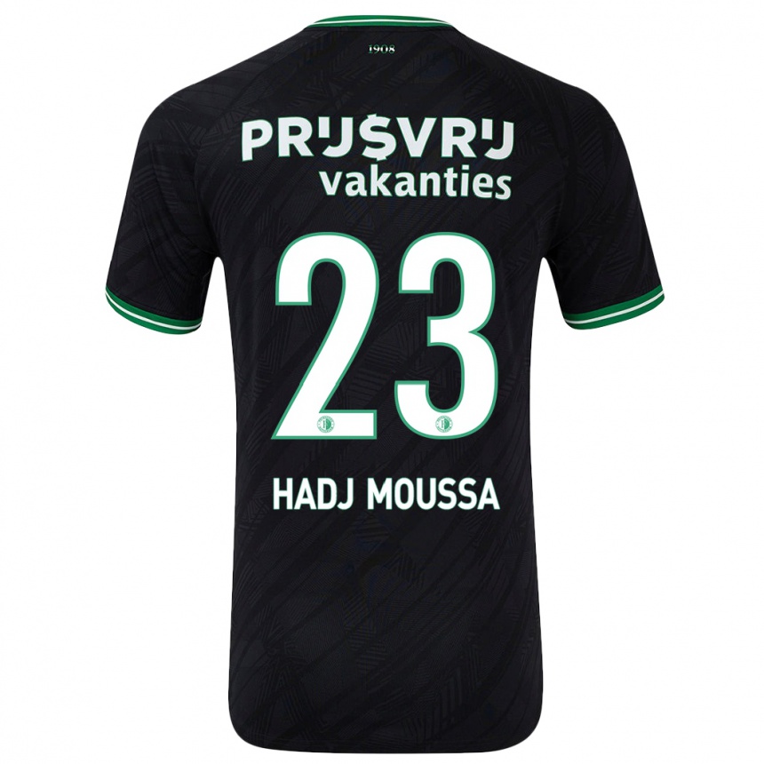 Kids Football Anis Hadj Moussa #23 Black Green Away Jersey 2024/25 T-Shirt Nz