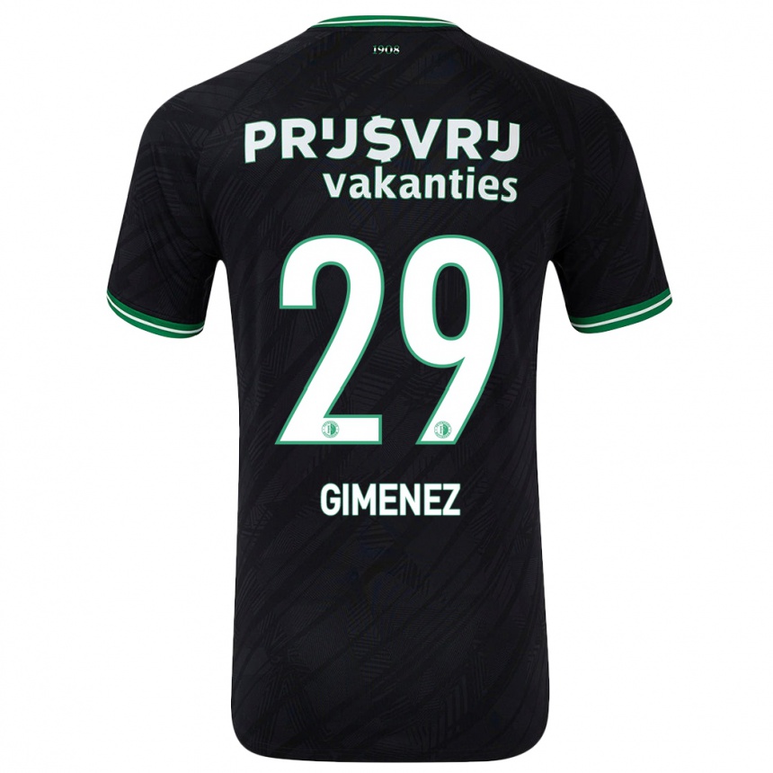 Kids Football Santiago Gimenez #29 Black Green Away Jersey 2024/25 T-Shirt Nz