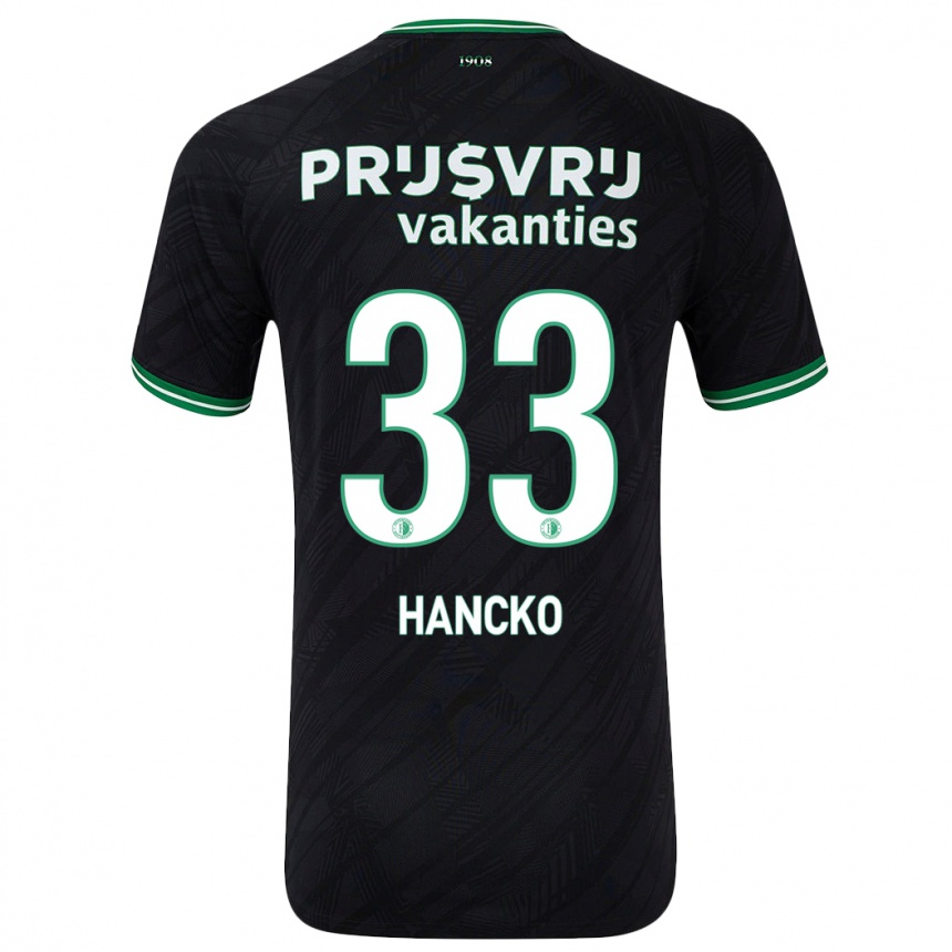 Kids Football David Hancko #33 Black Green Away Jersey 2024/25 T-Shirt Nz