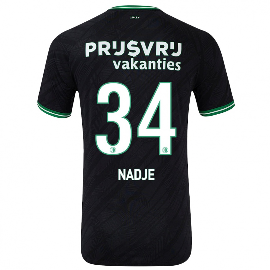 Kids Football Chris-Kévin Nadje #34 Black Green Away Jersey 2024/25 T-Shirt Nz