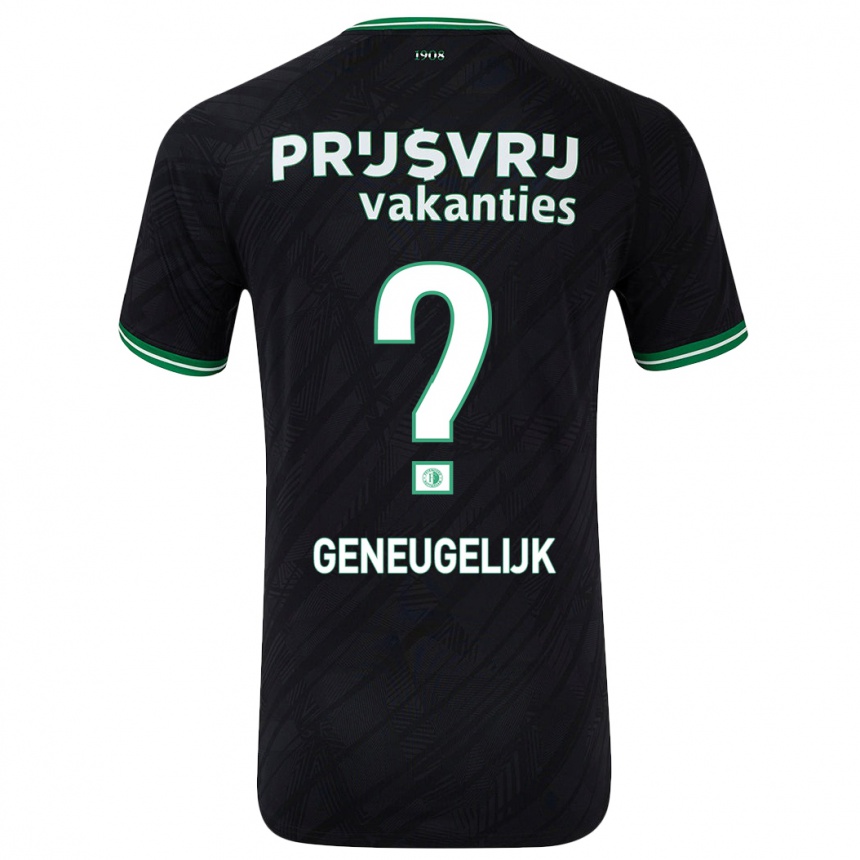 Kids Football Ivar Geneugelijk #0 Black Green Away Jersey 2024/25 T-Shirt Nz