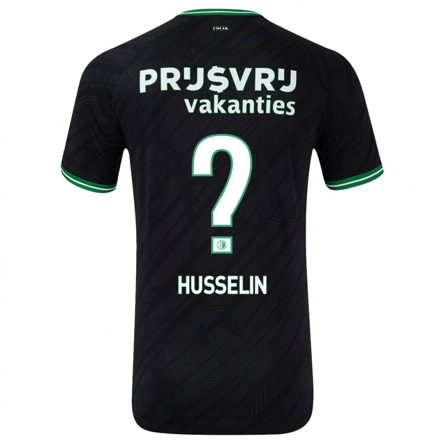 Kids Football Matéo Husselin #0 Black Green Away Jersey 2024/25 T-Shirt Nz