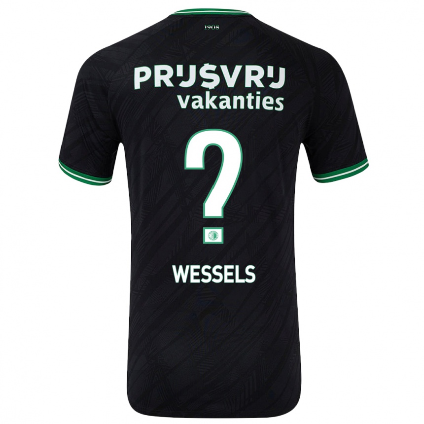 Kids Football Tijme Wessels #0 Black Green Away Jersey 2024/25 T-Shirt Nz