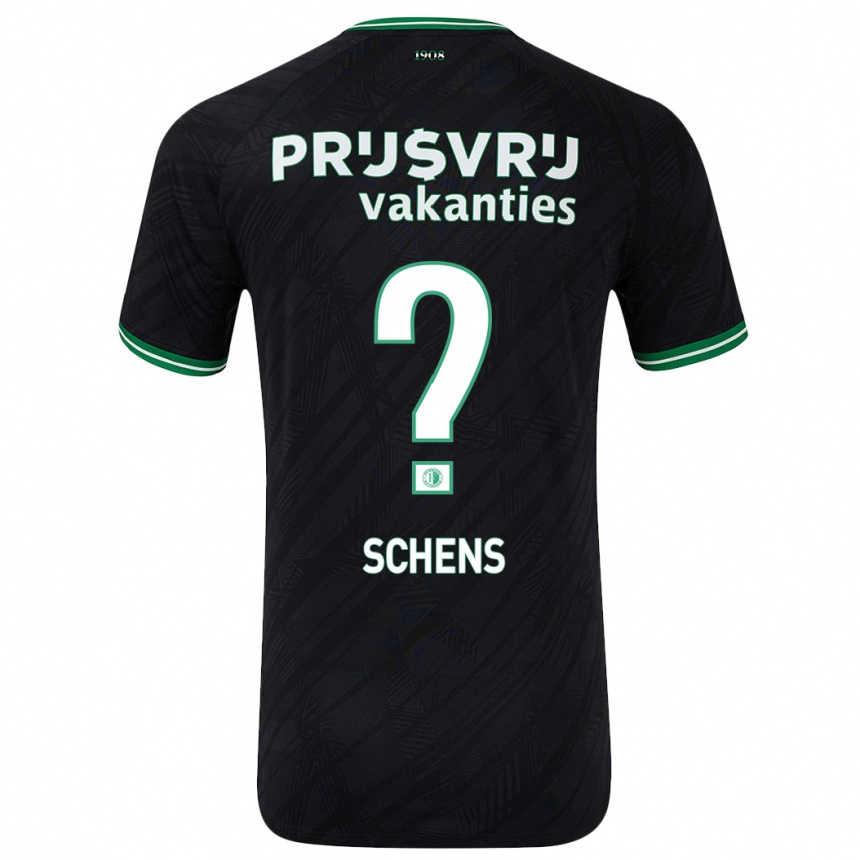 Kids Football Twan Schens #0 Black Green Away Jersey 2024/25 T-Shirt Nz