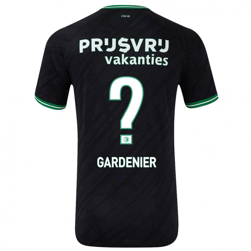 Kids Football Lucas Gardenier #0 Black Green Away Jersey 2024/25 T-Shirt Nz