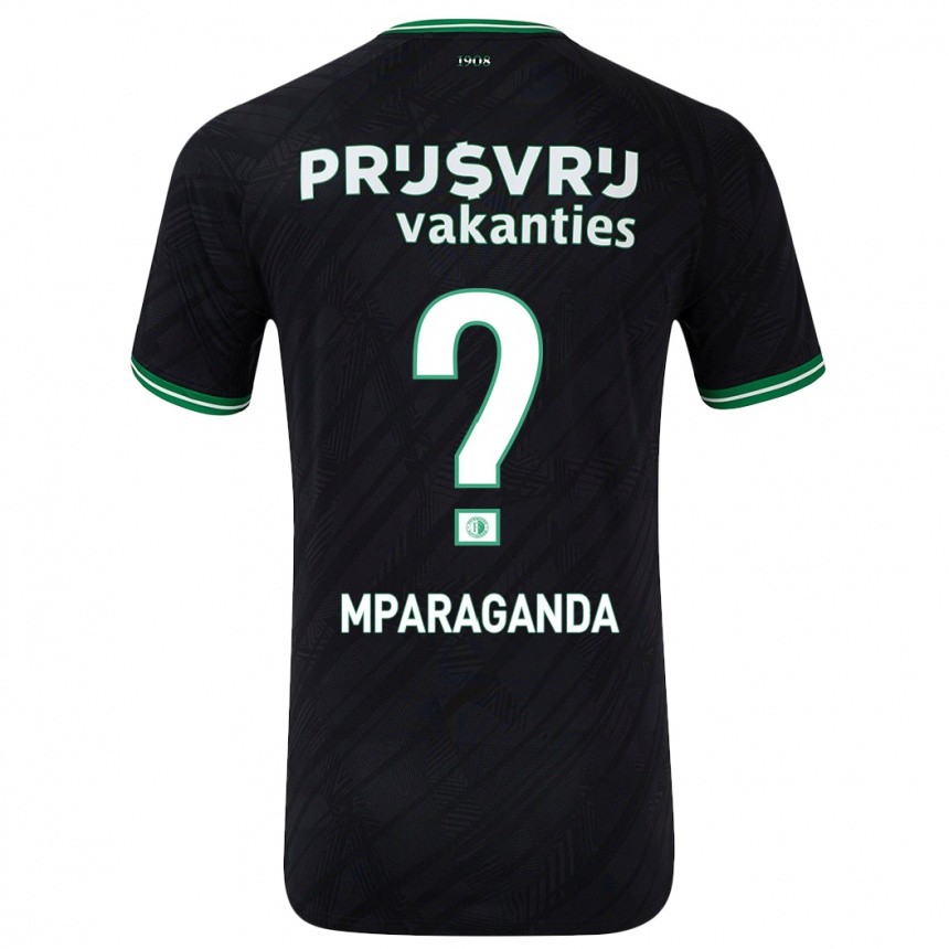 Kids Football Matthew Mparaganda #0 Black Green Away Jersey 2024/25 T-Shirt Nz