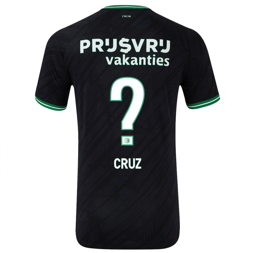 Kids Football Marley Cruz #0 Black Green Away Jersey 2024/25 T-Shirt Nz