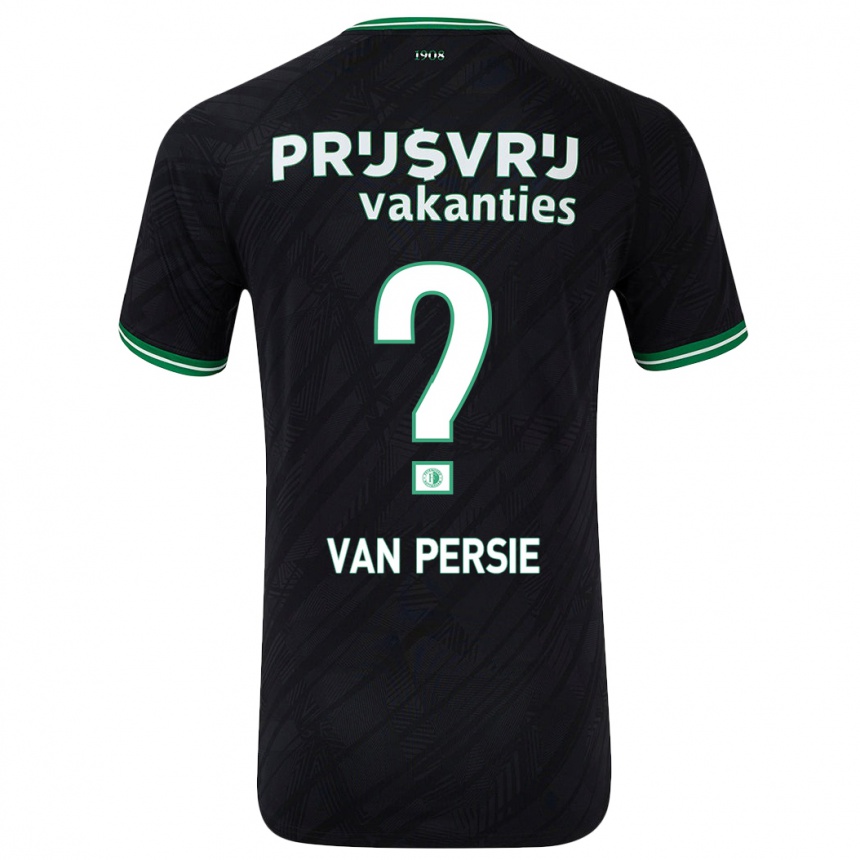 Kids Football Shaqueel Van Persie #0 Black Green Away Jersey 2024/25 T-Shirt Nz