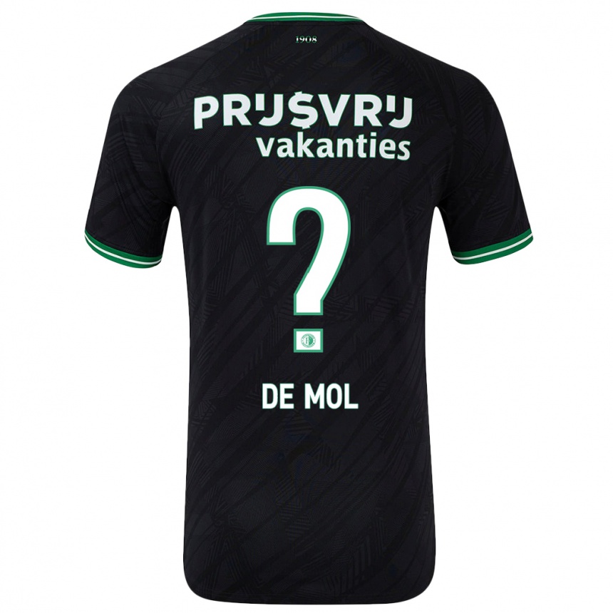 Kids Football Stenn De Mol #0 Black Green Away Jersey 2024/25 T-Shirt Nz