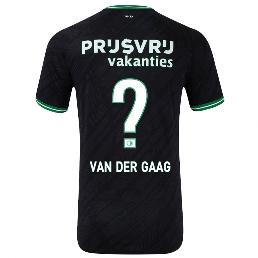 Kids Football Bo Van Der Gaag #0 Black Green Away Jersey 2024/25 T-Shirt Nz