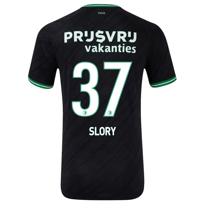 Kids Football Jaden Slory #37 Black Green Away Jersey 2024/25 T-Shirt Nz