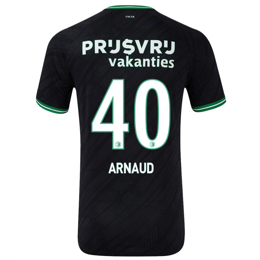 Kids Football Lugene Arnaud #40 Black Green Away Jersey 2024/25 T-Shirt Nz