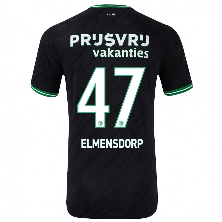 Kids Football Paris Elmensdorp #47 Black Green Away Jersey 2024/25 T-Shirt Nz