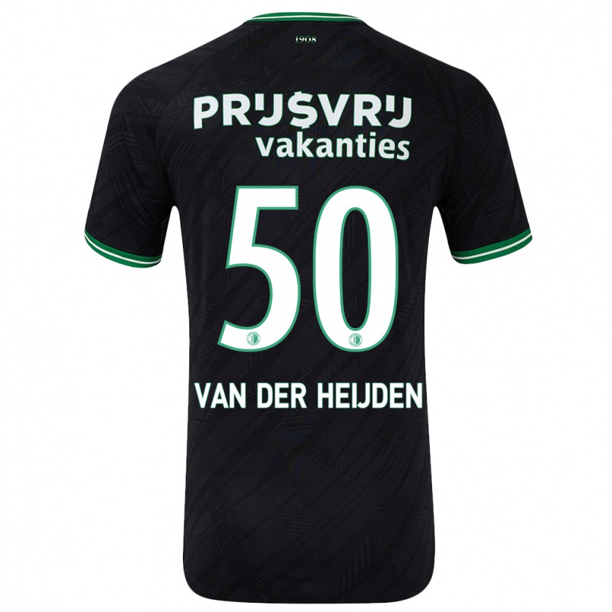 Kids Football Délano Van Der Heijden #50 Black Green Away Jersey 2024/25 T-Shirt Nz