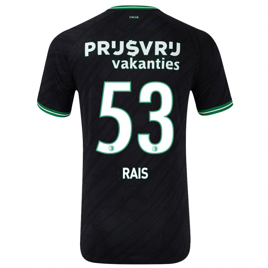 Kids Football Amir Rais #53 Black Green Away Jersey 2024/25 T-Shirt Nz