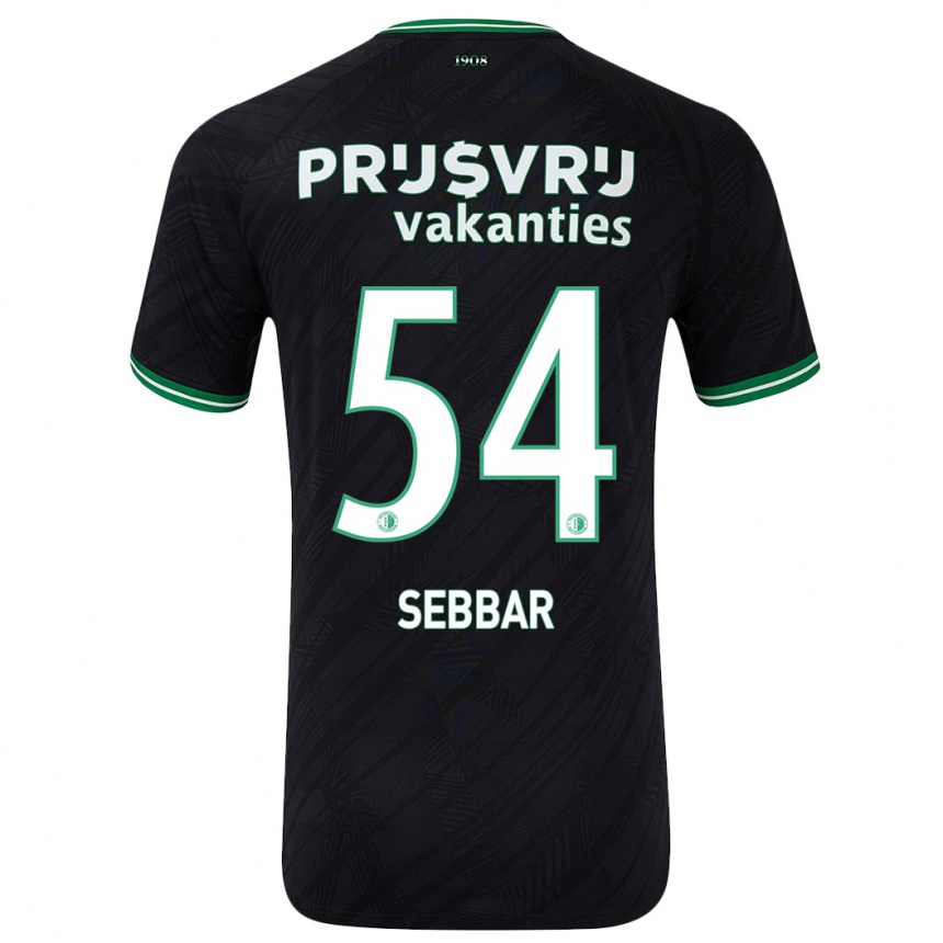 Kids Football Marouane Sebbar #54 Black Green Away Jersey 2024/25 T-Shirt Nz