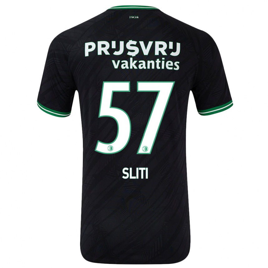 Kids Football Aymen Sliti #57 Black Green Away Jersey 2024/25 T-Shirt Nz