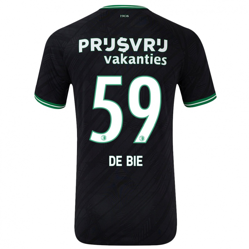 Kids Football Joey De Bie #59 Black Green Away Jersey 2024/25 T-Shirt Nz