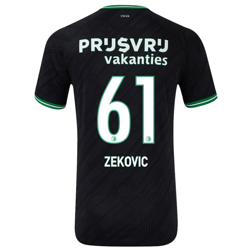 Kids Football Aleks Zekovic #61 Black Green Away Jersey 2024/25 T-Shirt Nz