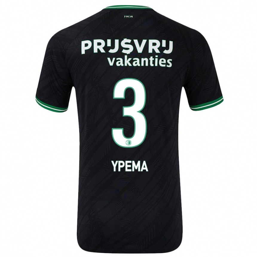 Kids Football Danique Ypema #3 Black Green Away Jersey 2024/25 T-Shirt Nz