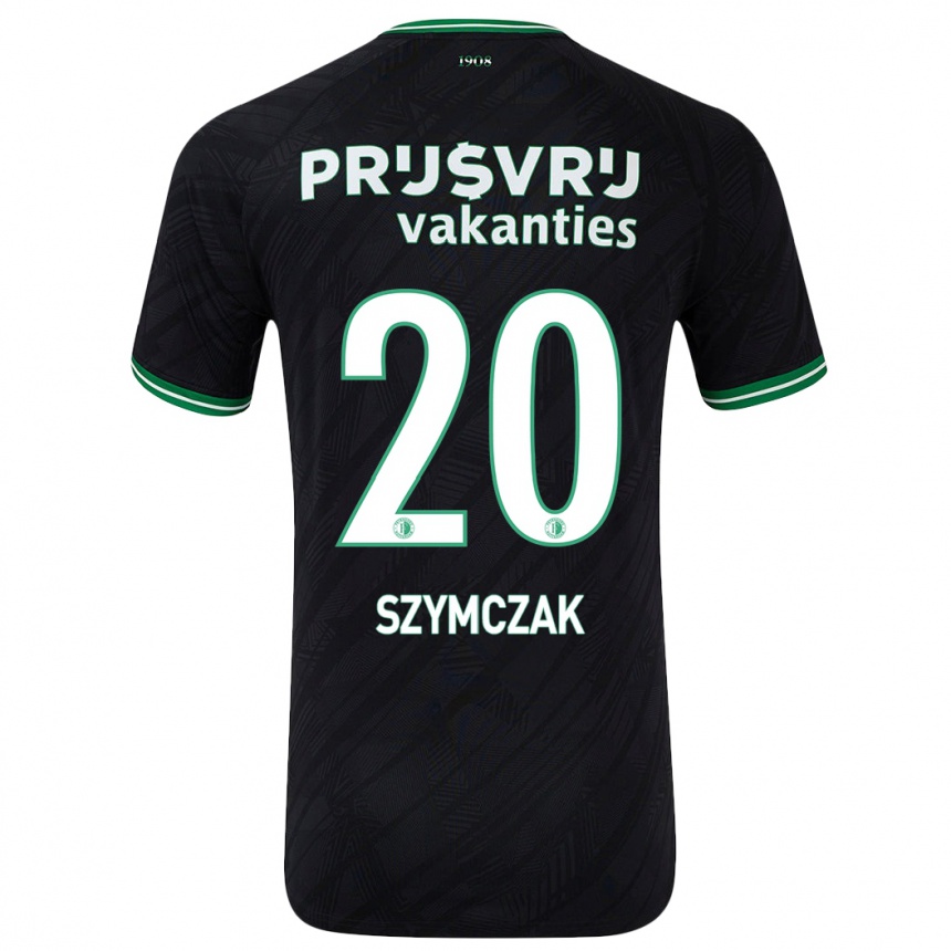 Kids Football Olivia Szymczak #20 Black Green Away Jersey 2024/25 T-Shirt Nz