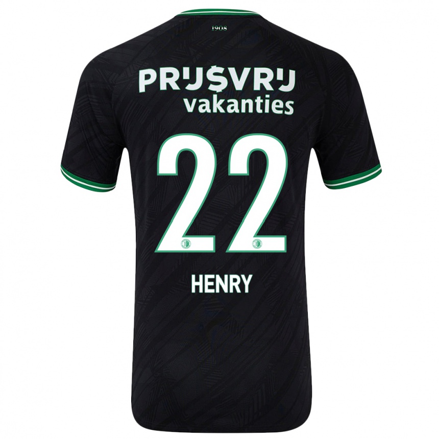 Kids Football Ziva Henry #22 Black Green Away Jersey 2024/25 T-Shirt Nz