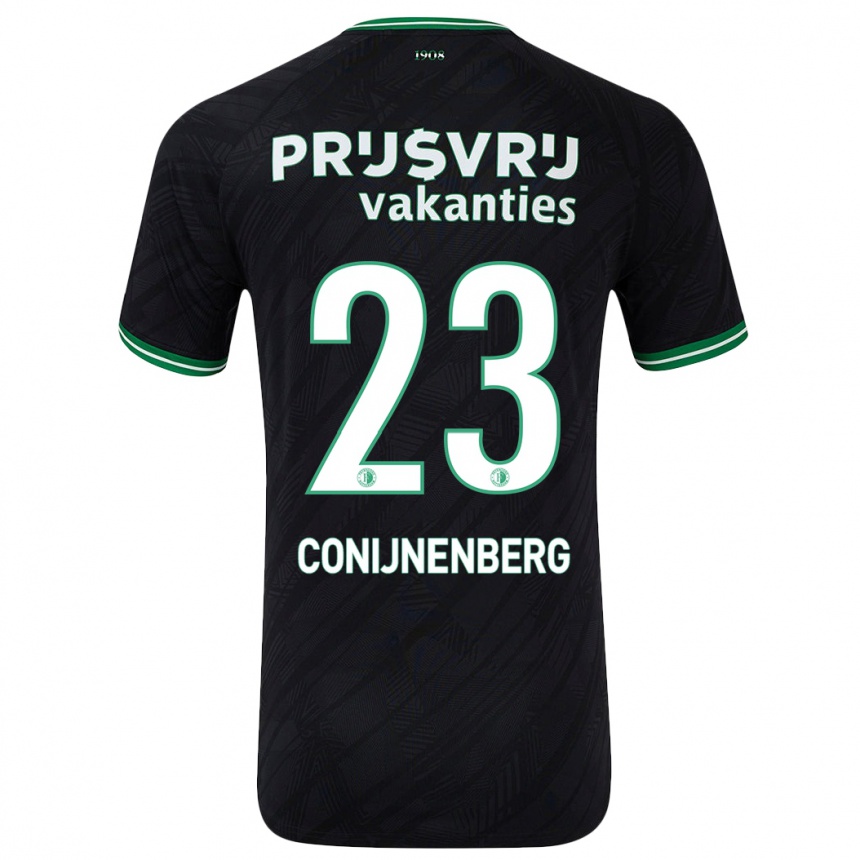 Kids Football Jada Conijnenberg #23 Black Green Away Jersey 2024/25 T-Shirt Nz