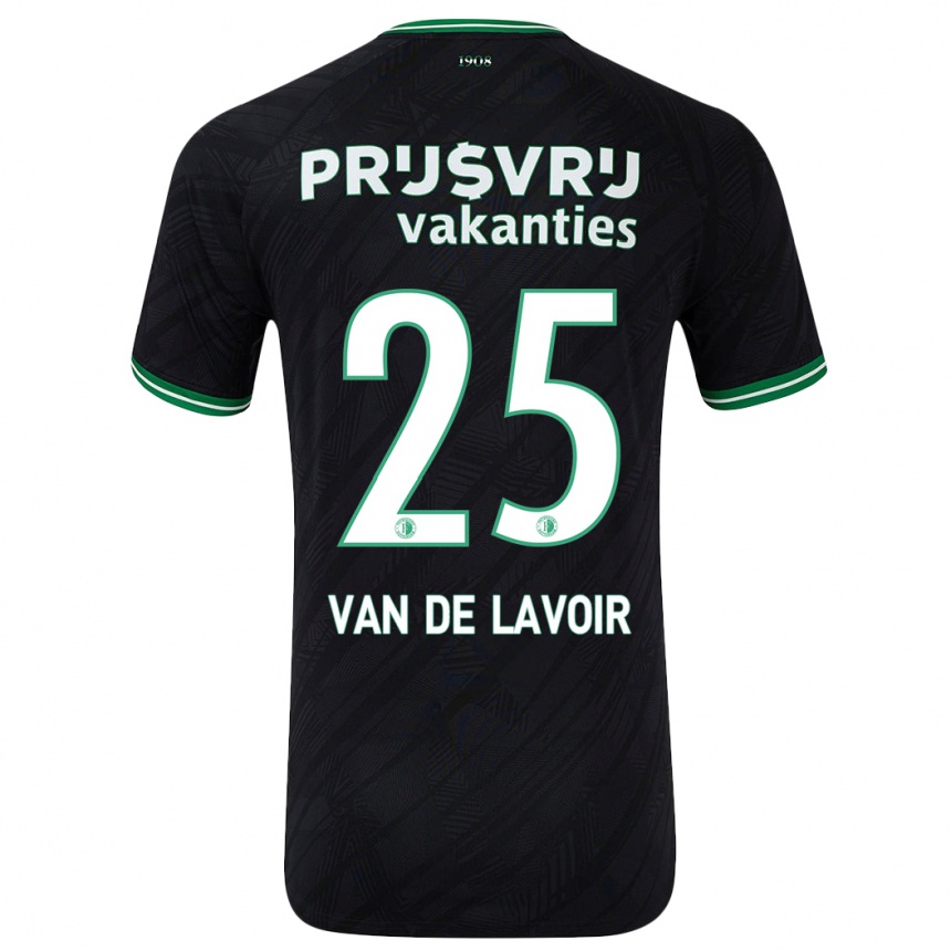 Kids Football Romeé Van De Lavoir #25 Black Green Away Jersey 2024/25 T-Shirt Nz