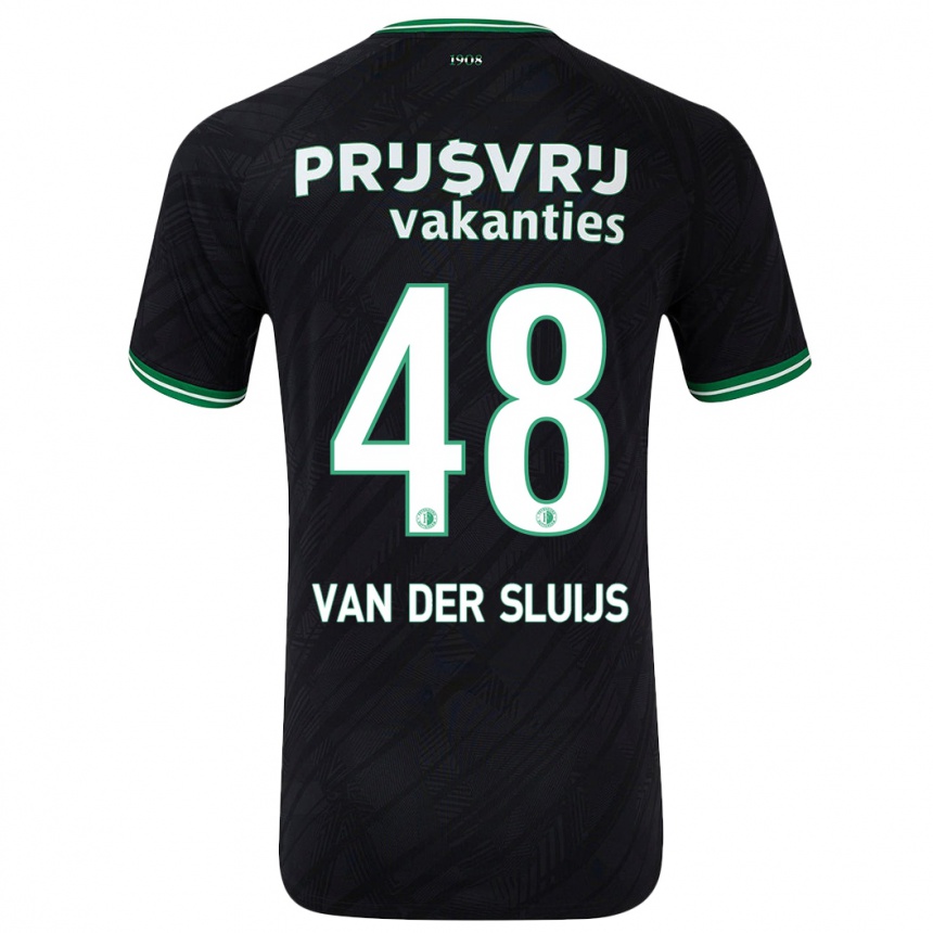 Kids Football Joep Van Der Sluijs #48 Black Green Away Jersey 2024/25 T-Shirt Nz