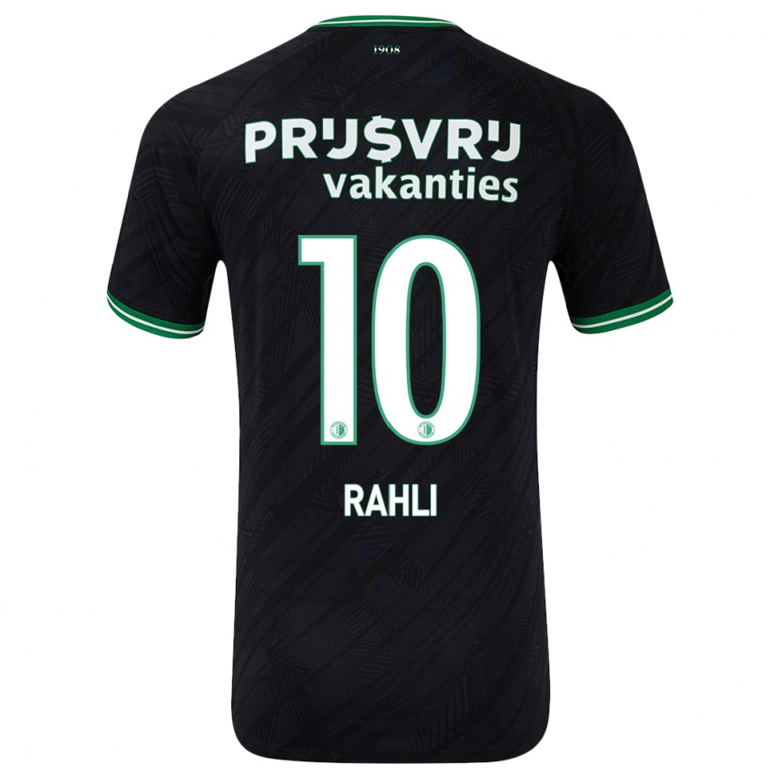 Kids Football Khalid Rahli #10 Black Green Away Jersey 2024/25 T-Shirt Nz