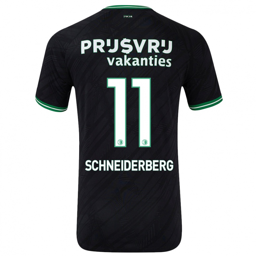 Kids Football July Schneiderberg #11 Black Green Away Jersey 2024/25 T-Shirt Nz