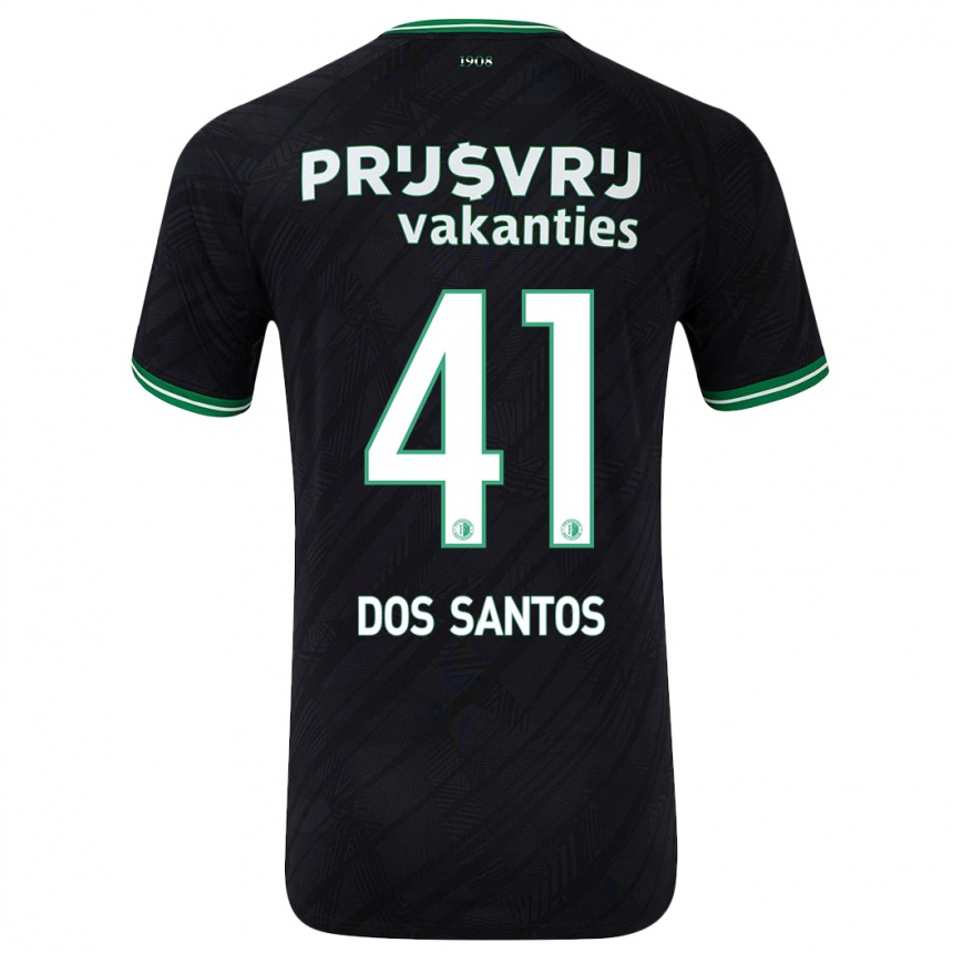 Kids Football Giuliany Ben-David Dos Santos #41 Black Green Away Jersey 2024/25 T-Shirt Nz