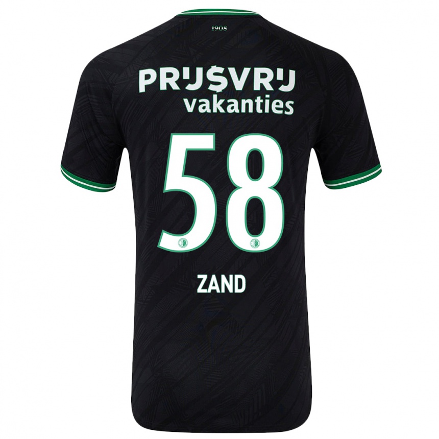 Kids Football Shiloht Zand #58 Black Green Away Jersey 2024/25 T-Shirt Nz