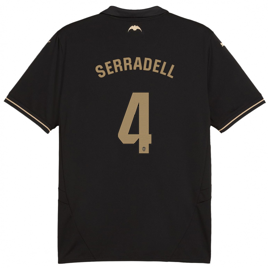 Kids Football Álex Serradell #4 Black Away Jersey 2024/25 T-Shirt Nz