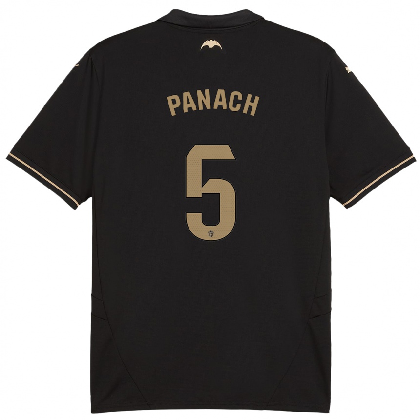 Kids Football Alejandro Panach #5 Black Away Jersey 2024/25 T-Shirt Nz