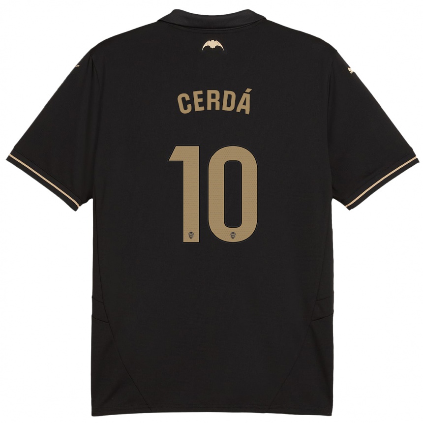 Kids Football Alex Cerdá #10 Black Away Jersey 2024/25 T-Shirt Nz