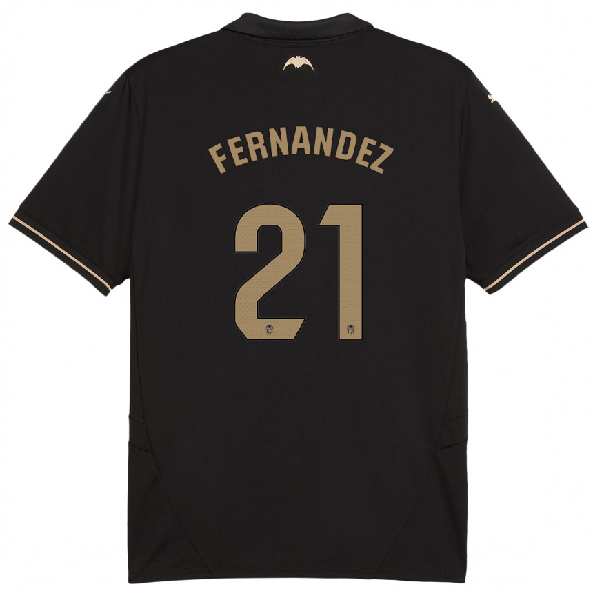 Kids Football Estela Fernández #21 Black Away Jersey 2024/25 T-Shirt Nz